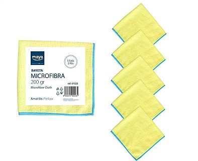 BAYETA MICROFIBRA AMARILLO 40X40 CMS. 200 GR 5UD